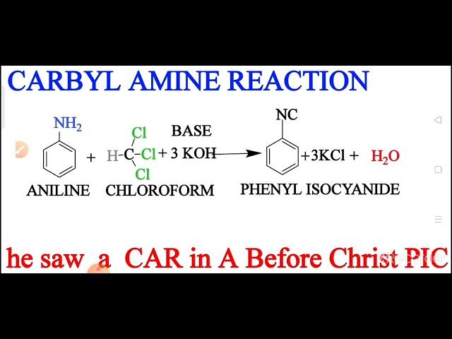 TRICK TO REMEMBER CARBYL AMINE REACTION#CARBYL AMINE REACTION#ISOCYANIDE TEST