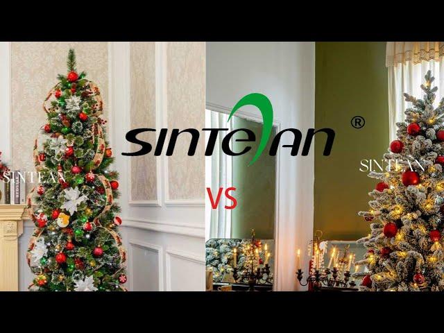 Fir flocked Christmas tree vs. thin pine needle tree, 2022 SINTEAN present, which one do you choose?