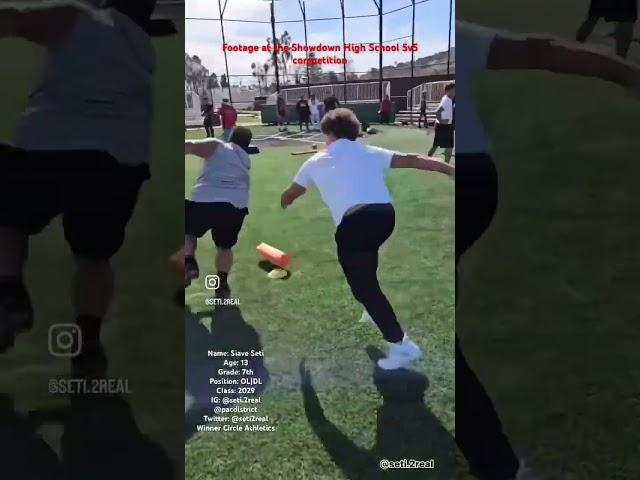 Siave Seti 13 year old 7th grade linemen competing against high school linemen