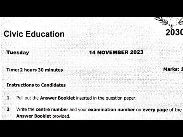 2023 Civic Education (Internal): Part B(i) questions and answers