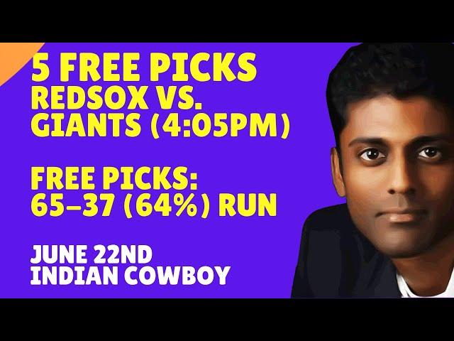 Sunday MLB Baseball Picks Predictions & Best Bets 06/22/2025 Indian Cowboy Picks Predictions Bets