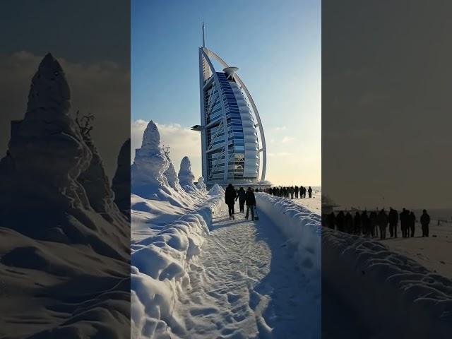 Dubai Covered in Snow: A Winter Wonderland in the Desert #arabiantravel #dubai #ai