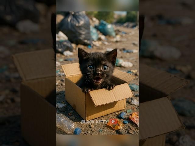 The Kitten Was Abandoned In A Box Just For Being Born Black.  #kitten