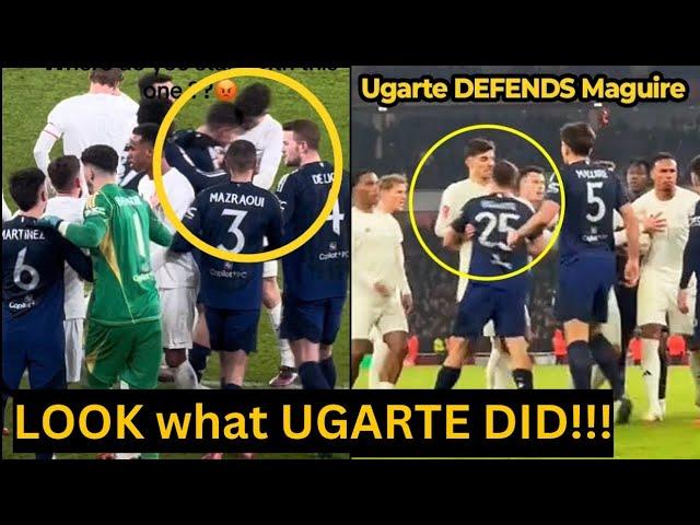 Ugarte crazy Mentality DEFENDS Maguire from Havertz after penalty foul vs Arsenal,Look Players React