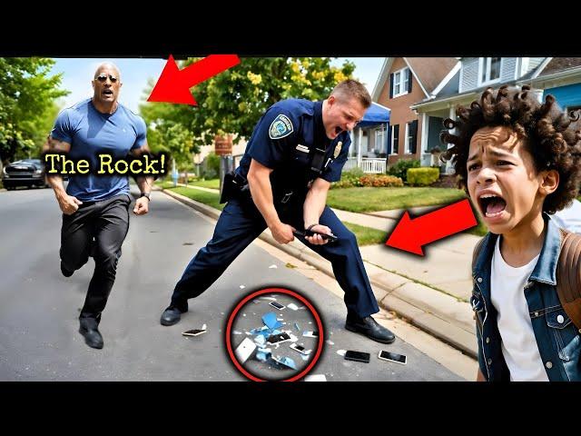 RACIST COP DESTROYS THE ROCK'S SON'S PHONE, THEN GETS THE LESSON OF A LIFETIME WHEN THE ROCK ARRIVED