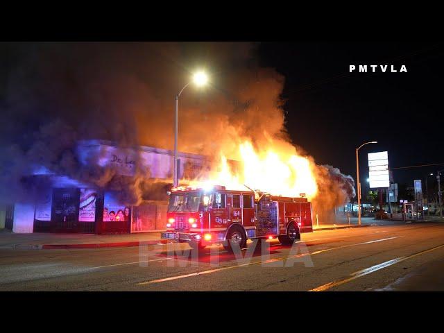 Strip Mall Demolished After Massive Fire Destroys It, Huntington Park, CA