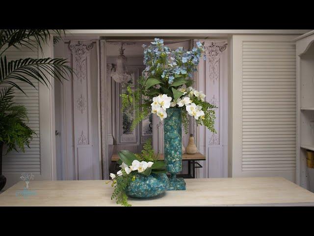 A Japansese-inspired floral design of Butterfly hydrangea & white phalaenopsis orchids