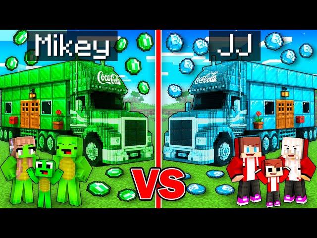 Mikey EMERALD vs JJ DIAMOND Truck House Survival Battle in Minecraft - Maizen