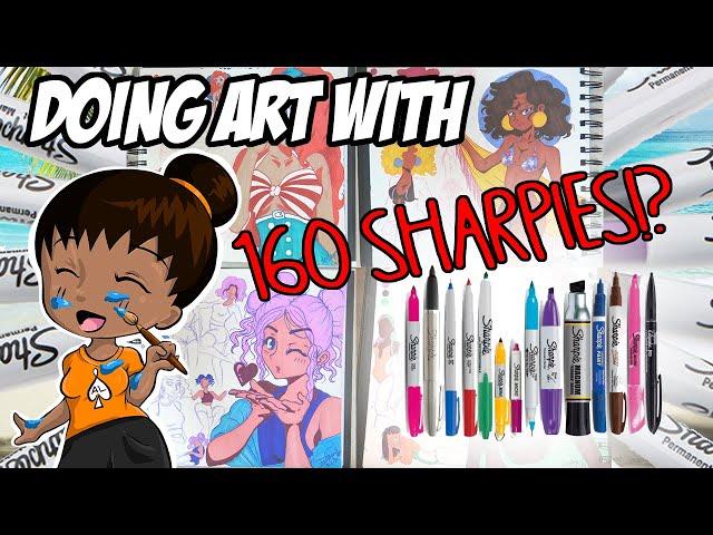 160 SHARPIES!? Drawing Cute Bathing Suits with ONLY SHARPIE MARKERS (Sharpie Art Challenge)