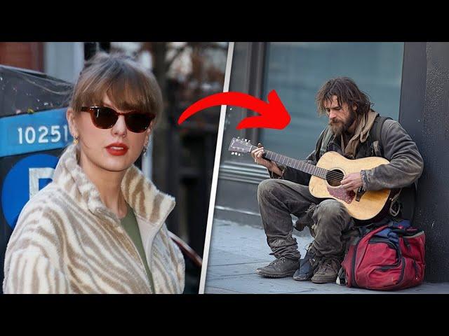 Taylor Swift Hears a Homeless Man Playing Guitar – What Happened Next Will Leave You in Tears