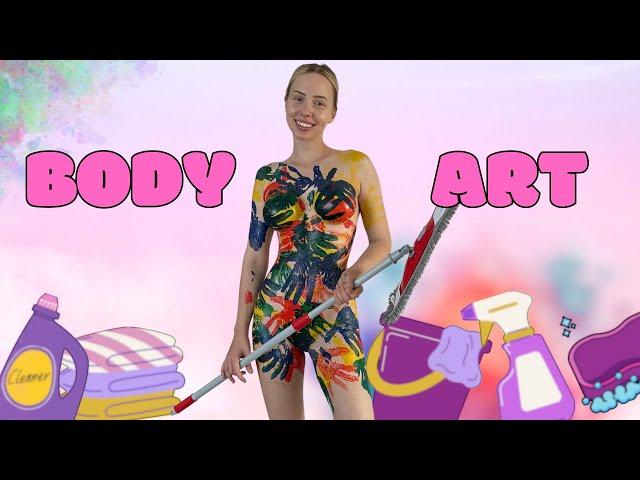 Cleaning Haul [4K USA Housewife]Body art suit How to clean a Floor without cloth? Try On Haul