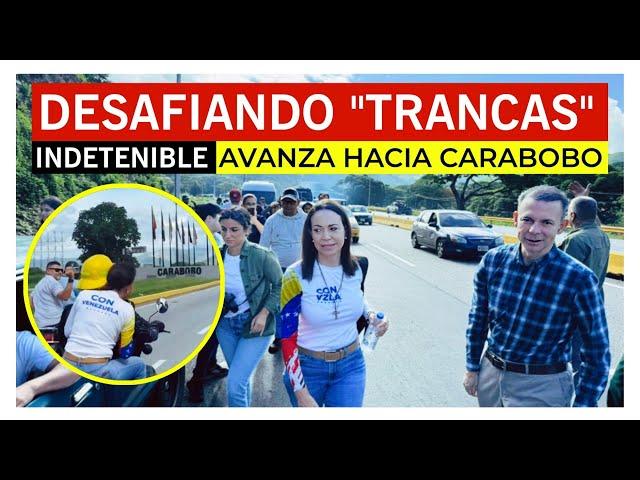 María Corina Machado desafía bloqueo policial en la Autopista Regional en Las Tejerías #13Jul