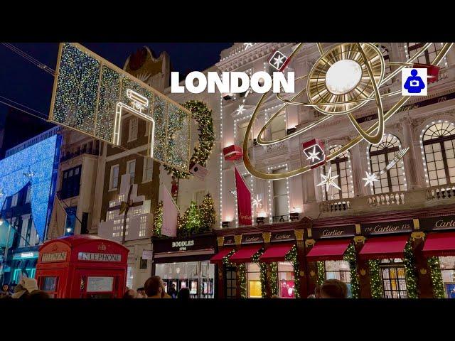 London Rainy Walk   West End  MAYFAIR Christmas Lights 2024 | Central London Walking Tour |4K HDR