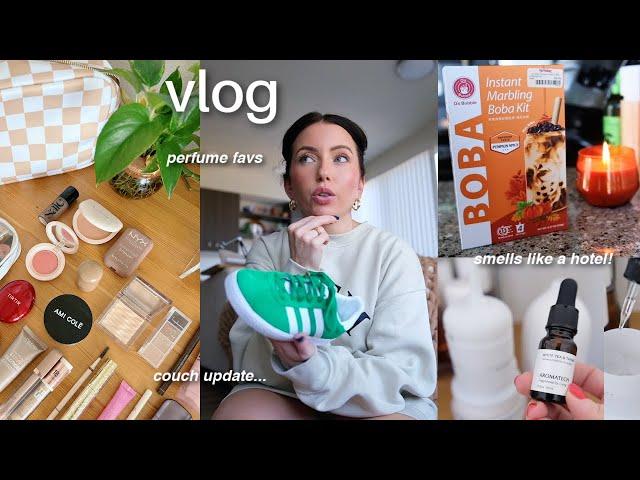 amazon couch update, mixing perfumes, pumpkin boba, organizing!  / VLOG