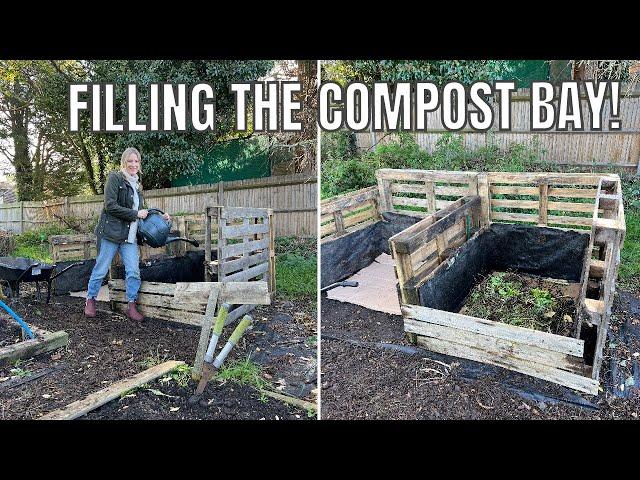 FILLING THE NEW COMPOST BAY! / ALLOTMENT GARDENING UK