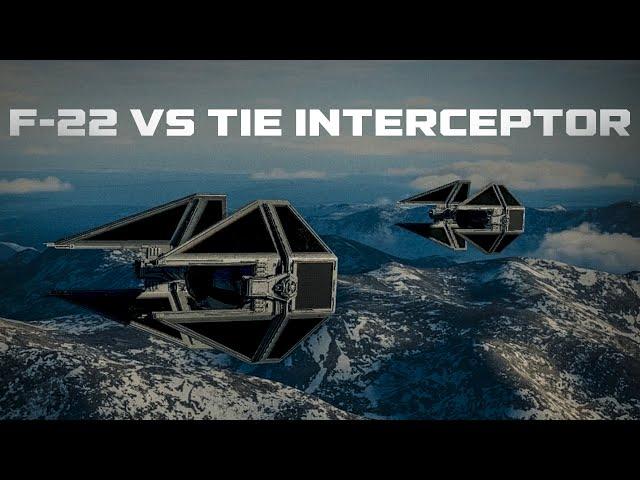 TIE Interceptors head towards space after an encounter with a U.S. F-22 Raptor over Alaska.