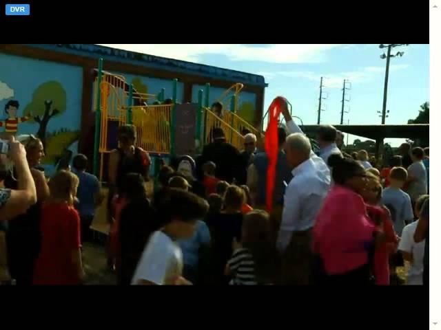 Boy excited about playground