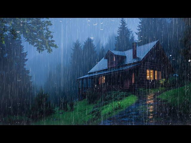 HEAVY RAIN on Roof for Deep Sleep & Insomnia Relief | Night Thunderstorm for Insomnia, Study, Relax