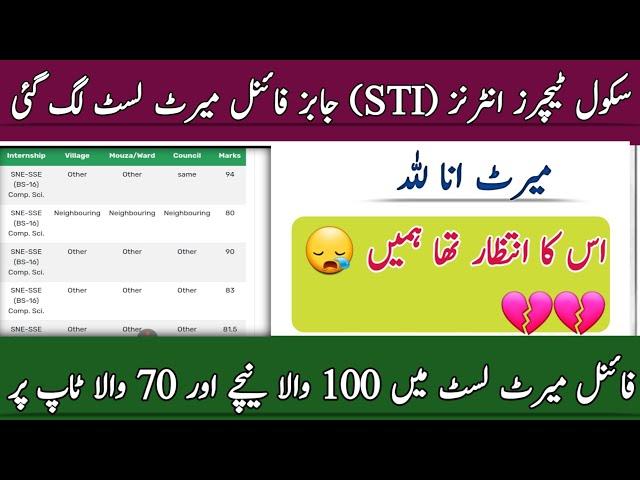 STI Jobs Final Merit List Displayed |School Teachers Interns Final Merit list uploaded |STI 2025