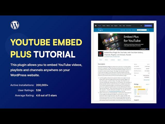 Embed YouTube channels and playlists with the YouTube Embed Plus WordPress Plugin