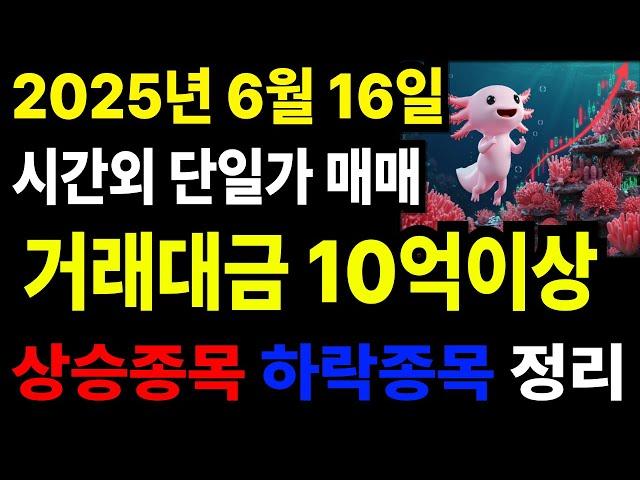 [6월 16일 시간외 단일가] 거래대금 10억↑ 급등·급락 종목 총정리, 내일 시초가 전략은?#시간외단일가 #급등주 #급락주 #내일시초가 #주식단타 #주식전략