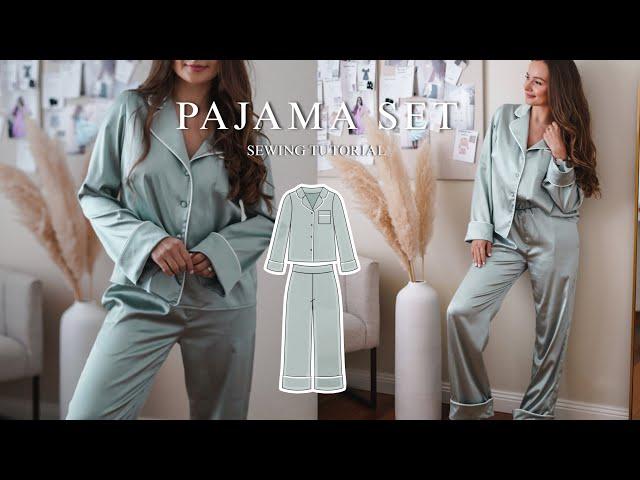 making a silky satin pajama set | “ZOYE” pajamas sewing tutorial