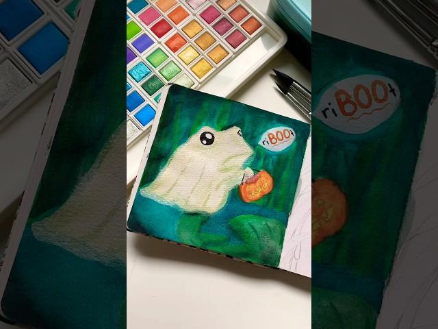 Quick Paint: Ghost Frog #watercolor #painting #shorts  #short