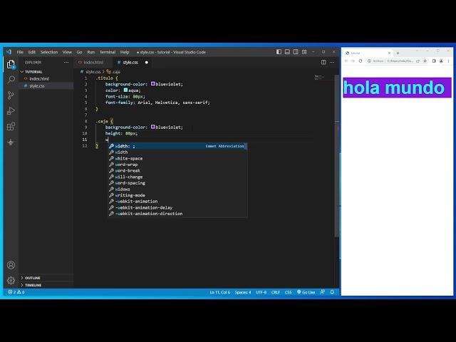 como PONER CSS en HTML en VISUAL STUDIO CODE 