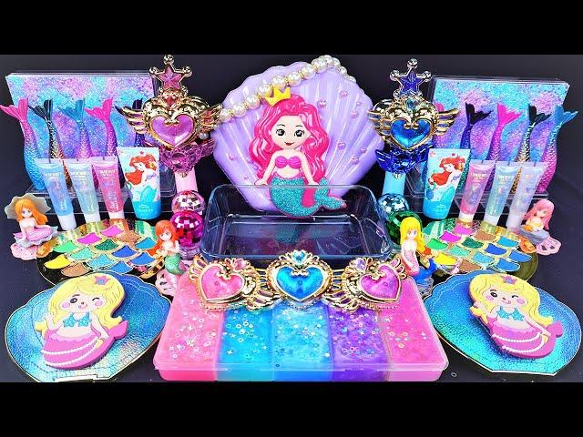 Mermaid Slime Mixing Random Cute, shiny things into slime #ASMR #Satisfying #slimevideos #슬라임