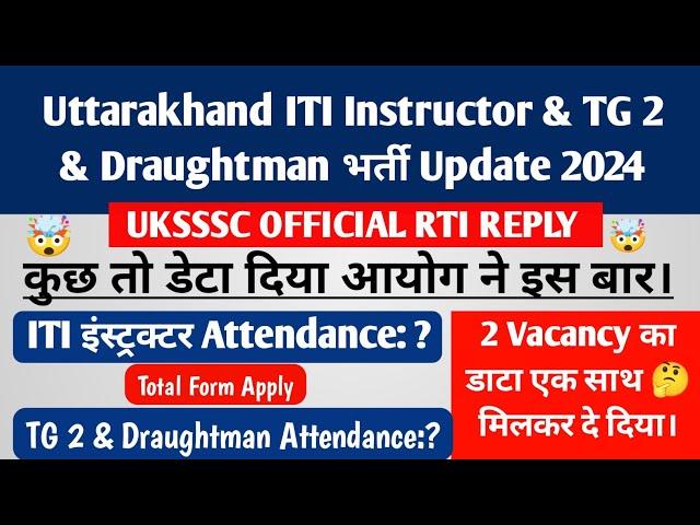 Uttrakhand ITI Instructor/TG2 & Draughtman(प्रारूपकार) Attendance & Total Form Apply Official Data||