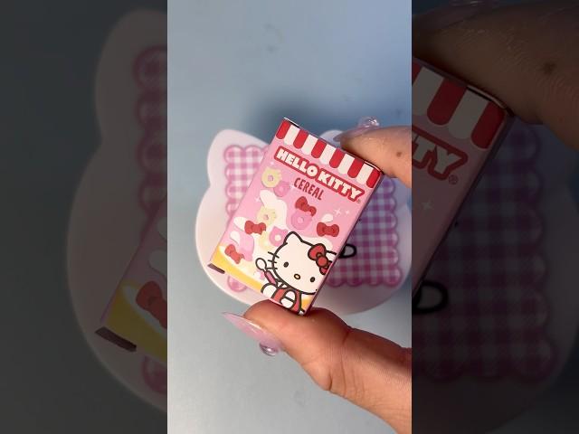 [ASMR] MINIVERSE HELLO KITTY - Mini Strawberry Milk and Cereal Unboxing and DIY #miniversehellokitty