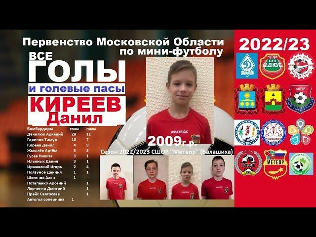 Киреев Данил обзор голов и передач 2009-МЕТЕОР в сезоне 2022/23 Балашиха Перв-во МосОбл мини-футбол