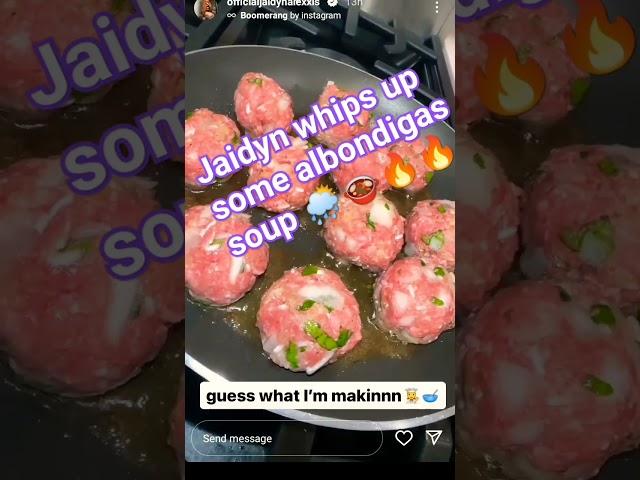 Jaidyn Alexis whips up some delish rainy day albondigas soup  #jaidynalexis #blueface