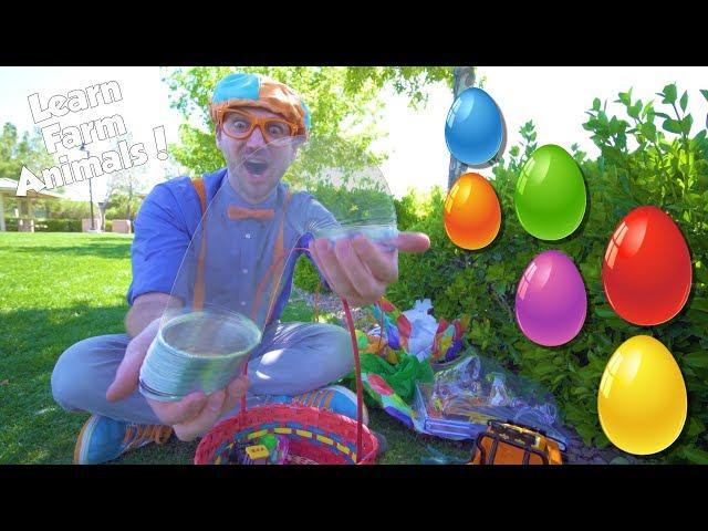 Learn Farm Animals for Children with Blippi | Egg Hunt Bingo!