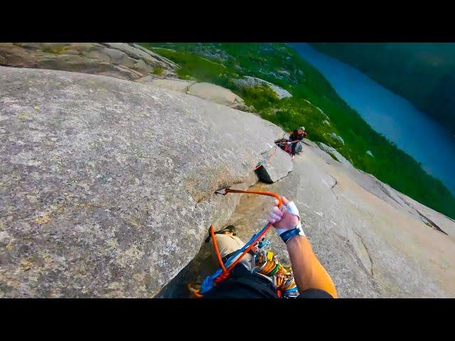 Climbing Lofoten Classic || Midnight Sun 250m up the wall