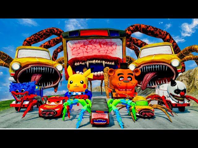 ALL MONSTERS Big & Small Cars vs Downhill Madness with BUS EATER & DOUBLE CAR EATER | BeamNG.Drive