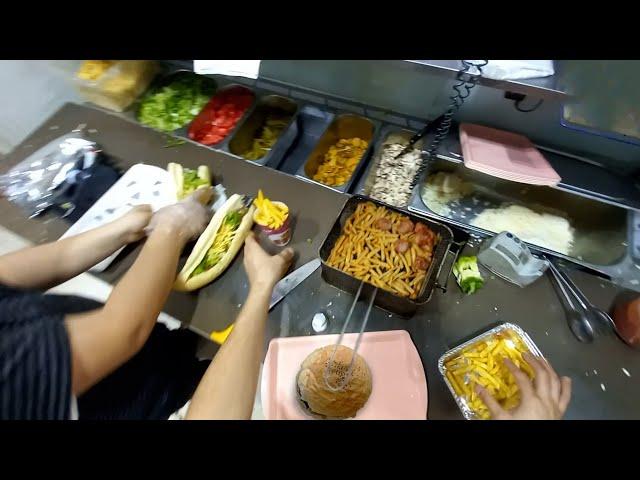 fast food POV: Cooking super FRENCH FRIES and fast foods in restaurant