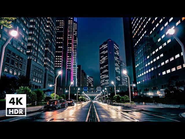 Drizzling night in Shinjuku, Tokyo  | 4K HDR with Binaural Japanese Sounds