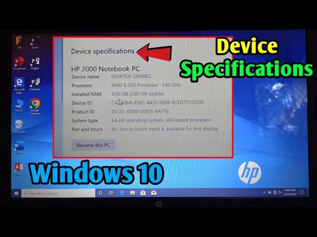 How to show device specifications on HP laptop | Windows 10