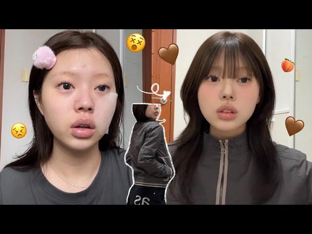 모카무스 염색하고 Get Ready With Me!  미지근한 복숭아 메이크업 | 간호사 국시 썰 • 딘토 프로즌 립젤리 • 디어달리아 블러셔 • 노베브 쿠션