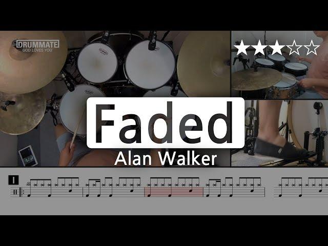 [Lv.09] Faded - Alan Walker  () Pop Drum Cover Score book Sheet Lessons Tutorial | DRUMMATE