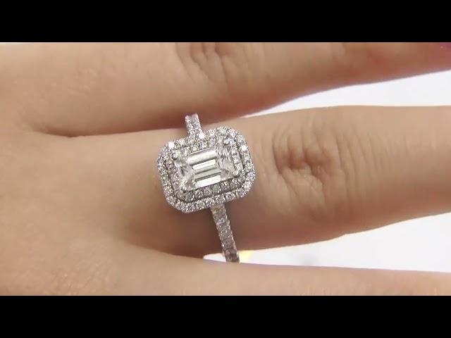 Emerald Cut Halo Engagement Ring HD123