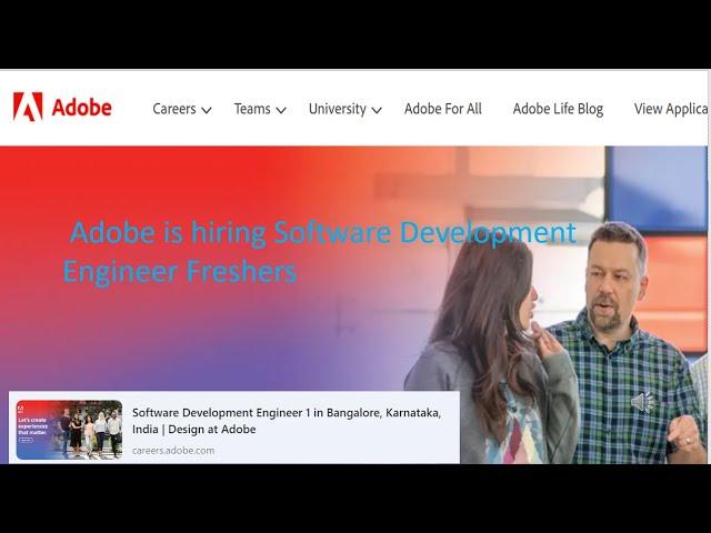 Adobe is hiring Software Development Engineer Freshers