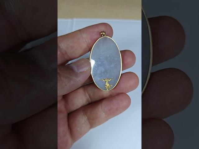 18K金镶嵌木纳料子无事牌 #翡翠 #翡翠玉 #jewelry #jade #老坑翡翠 #gold