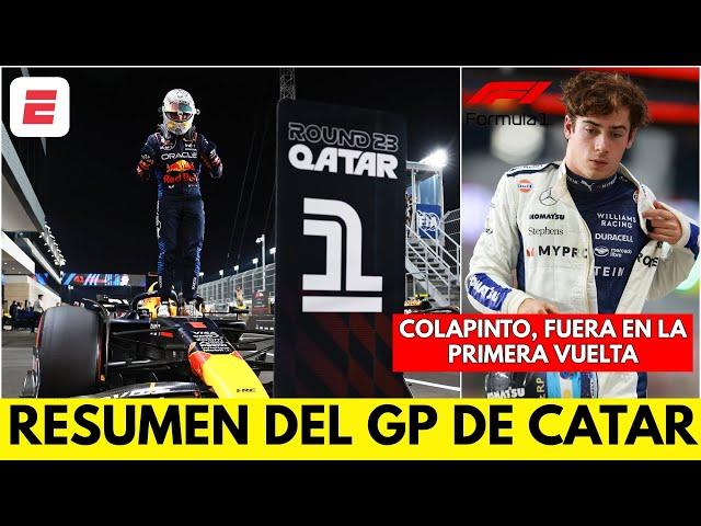 DOMINANTE VICTORIA de VERSTAPPEN en GP de CATAR. COLAPINTO CHOCÓ en la primera vuelta | Fórmula 1