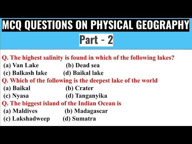 physical geography MCQ in English | geography MCQ Question in English| GK on Indian geography#part 2