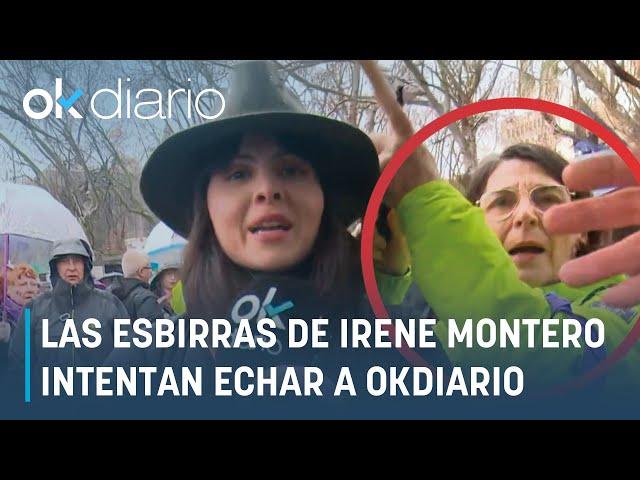 El momento en que las esbirras de Irene Montero intentan echar a la reportera de OKDIARIO