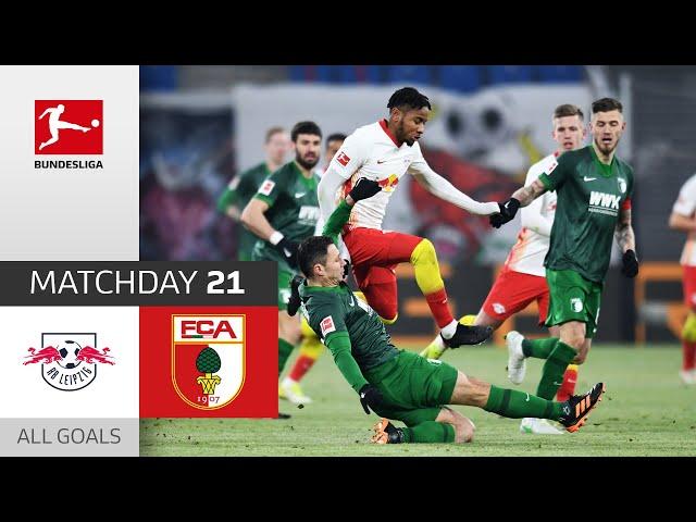 Olmo & Nkunku Consolidate Rank 2 | RB Leipzig - FC Augsburg | 2-1 | All Goals | Matchday 21