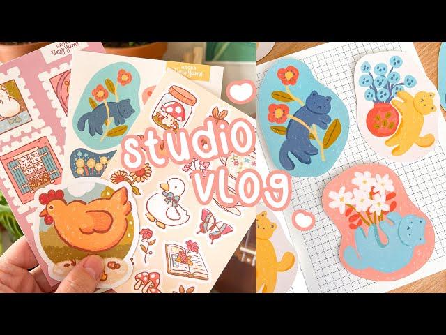 preparing SHOP UPDATE studio vlog  stickers prints suncatchers running small business | silent vlog