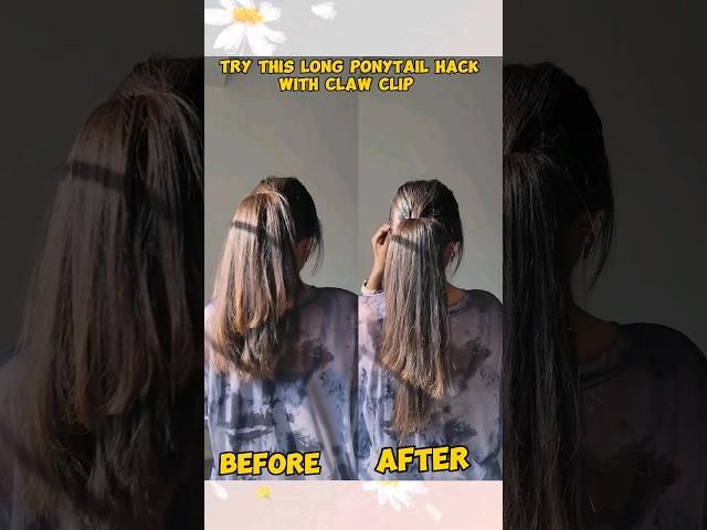 Long Ponytail Hairstyle Hack with claw clip #hairstylehacks  #ponytailhairstyles  Day14/30-day